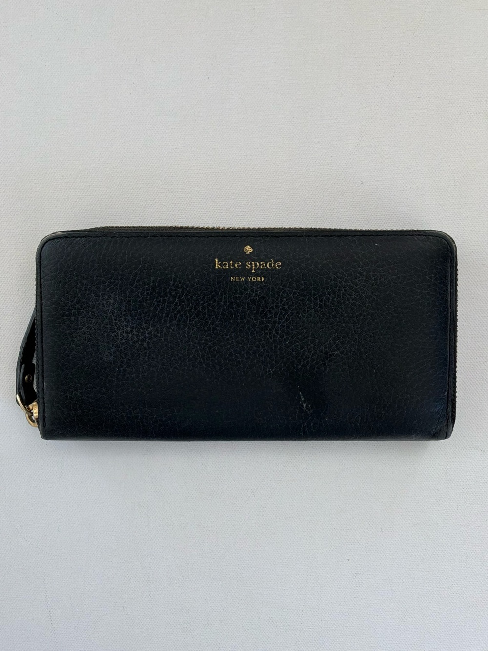 Kate Spade New York Black Pebbled Leather Zip Around Continental Wallet